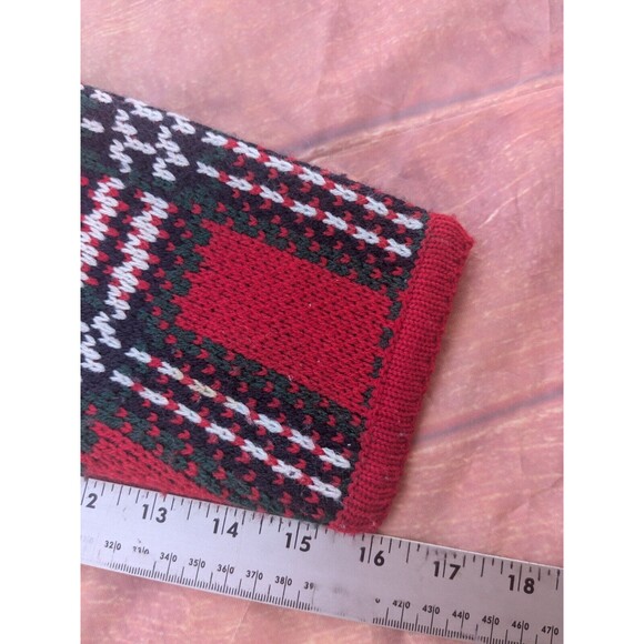 Plaid Cardigan Sweater Crystal Kobe Vintage Size S Ugly Christmas - Picture 8 of 8